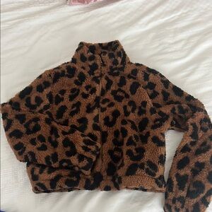 Leopard Print Faux Fur Jacket